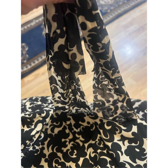 Anthropologie UNIQUE Evelyn Black and Cream Fringed Nylon Elastic Waist Skirt Si - Picture 7 of 7